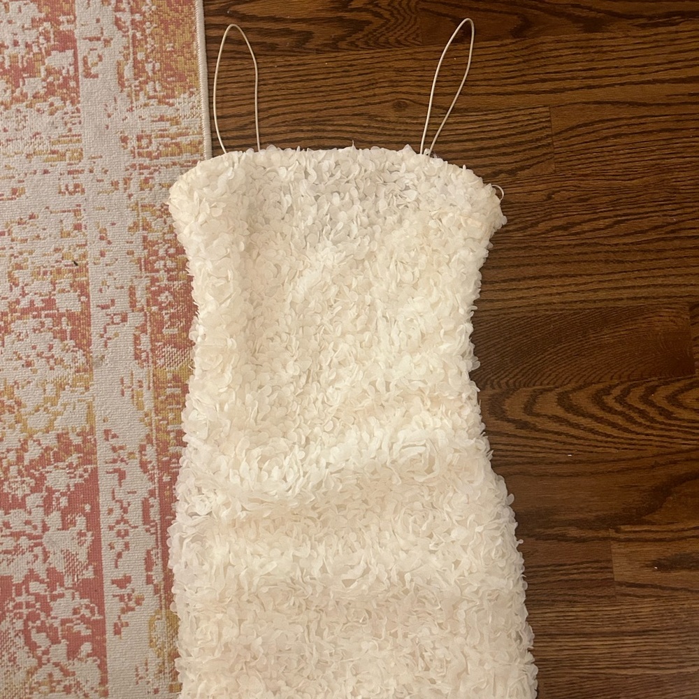 Elegant Cream Floral Textured Dress